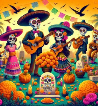 Dia de Muertos tocando Guitarra