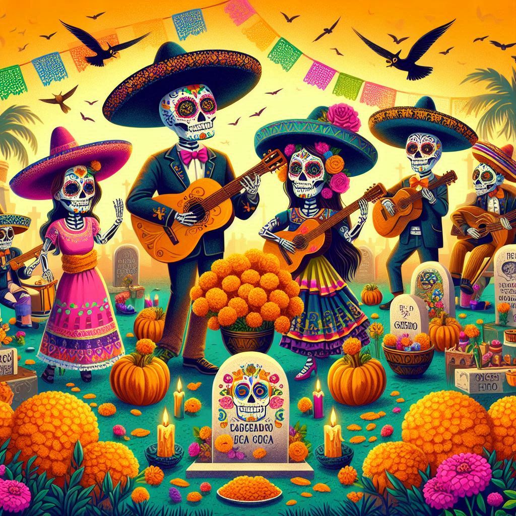 Dia de Muertos tocando Guitarra